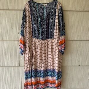 Reborn J Long Sleeve Multicolor Boho Dress